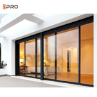 ISO9001 Pintu saku tahan suara Aluminium Interior Sliding Glass Patio Pintu Dengan Layar