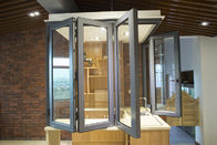 Jendela Bifold Vertikal Glazur Ganda, Jendela Aluminium Anodized jendela dapur lipat aluminium aluminium bi lipat angin