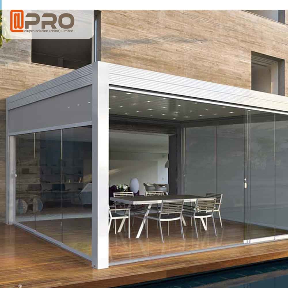 Kerai Ekonomis Modern Aluminium Pergola Dengan Sensor Hujan Warna Disesuaikan