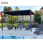 40db Electric Roof Gazebo LED Garden Louver Roof Dengan Shade Screen Roller Blind