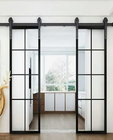 Manual Modern Interior Doors Hidden Track Mirrored Aluminium Tempered Glass Sliding Barn Door