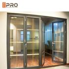 Pintu Lipat Aluminium Horisontal Untuk Dapur Dengan Pintu lipat Kaca Tempered Ganda dengan kelambu