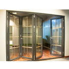 Pintu Lipat Aluminium Horisontal Untuk Dapur Dengan Pintu lipat Kaca Tempered Ganda dengan kelambu