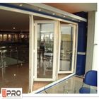 Aluminium Double Insulated Glazing Folding Door Kedap Udara Thermal Break Selesai Permukaan ruangan pintu lipat panggangan lipat