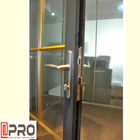 Aluminium Exterior Patio Folding Doors Warna Abu-abu Thermal Break Double Glass pintu lipat akordeon komersial ganda