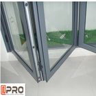 Warna Hitam Pintu Masuk Aluminium Lipat Pintu Kaca Isolasi Panas Pintu Kaca Lipat Pintu Lipat Prancis Geser dan Lipat