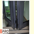 Bingkai Aluminium Bifold Kaca Jendela Warna Opsional Untuk Dapur Dan Bar lipat vertikal lipat jendela lipat geser