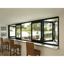 Residential Aluminium Bifold Windows Dengan Warna Hitam Atau Warna Disesuaikan, Isolasi Panas, Jendela Lipat Geser Jendela Lipat