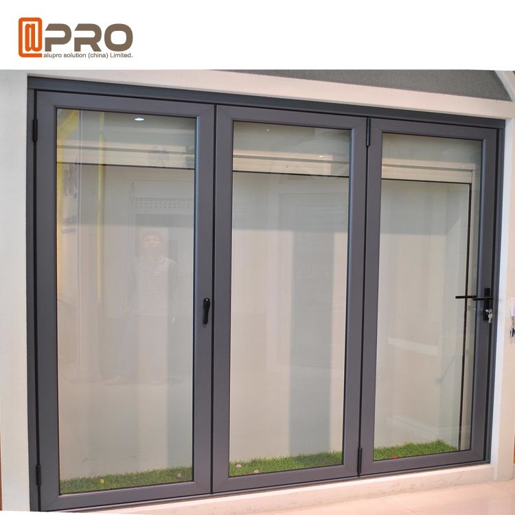 Lapisan bubuk hitam pintu lipat aluminium komersial dengan cetakan siap lipat pintu panel pintu kamar pintu lipat geser doo